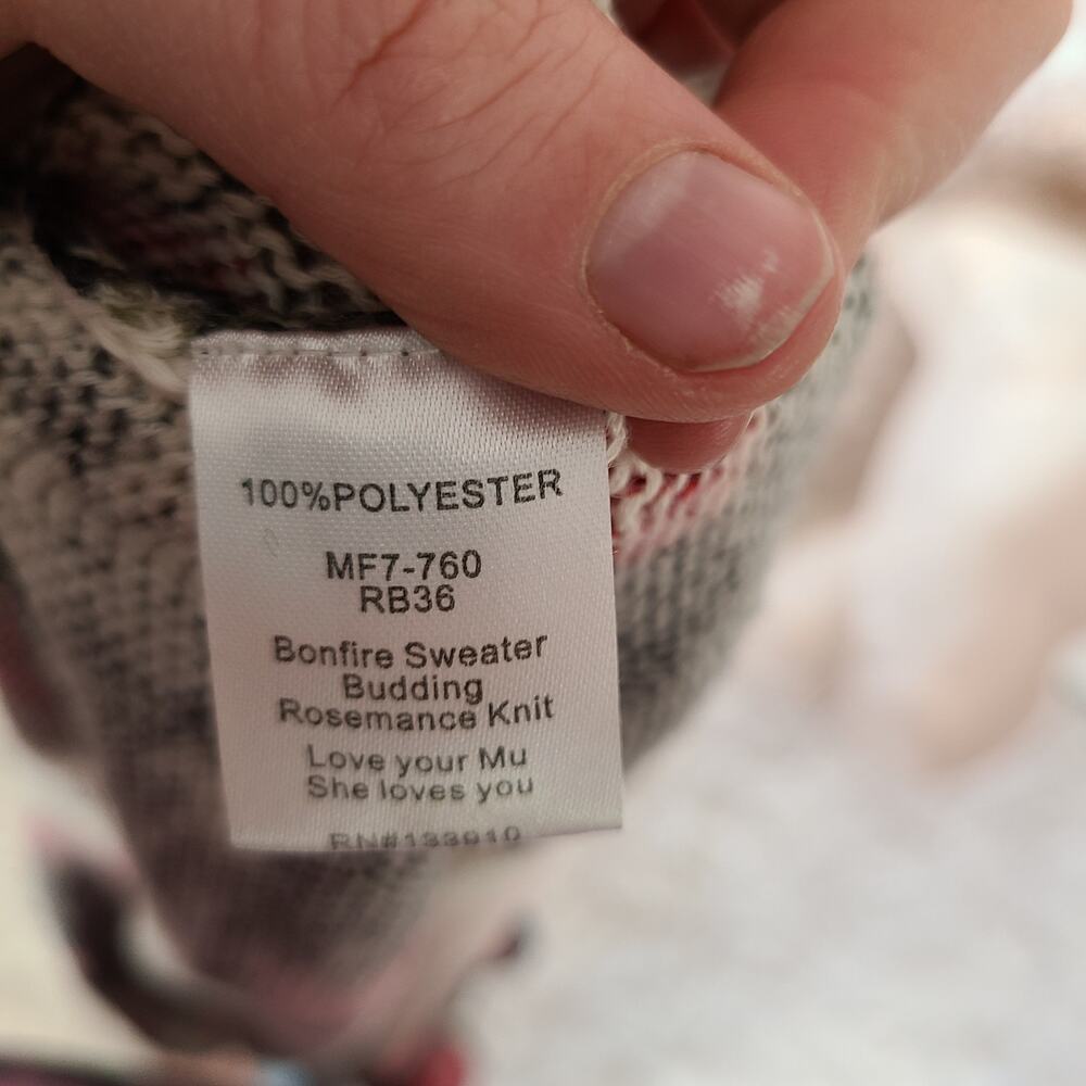 Show me your Mumu black red green oversized floral knit long sleeve top size xs - Picture 11 of 11